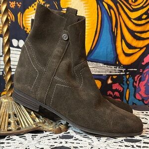 FRYE AND CO. Women's Suede Ankle Boot in Dark Brown